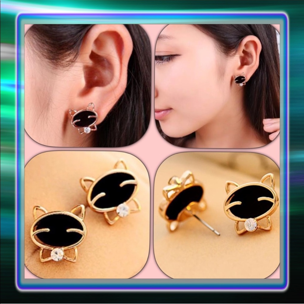 1X HP Kitty Cat Earrings - Picture 1 of 8